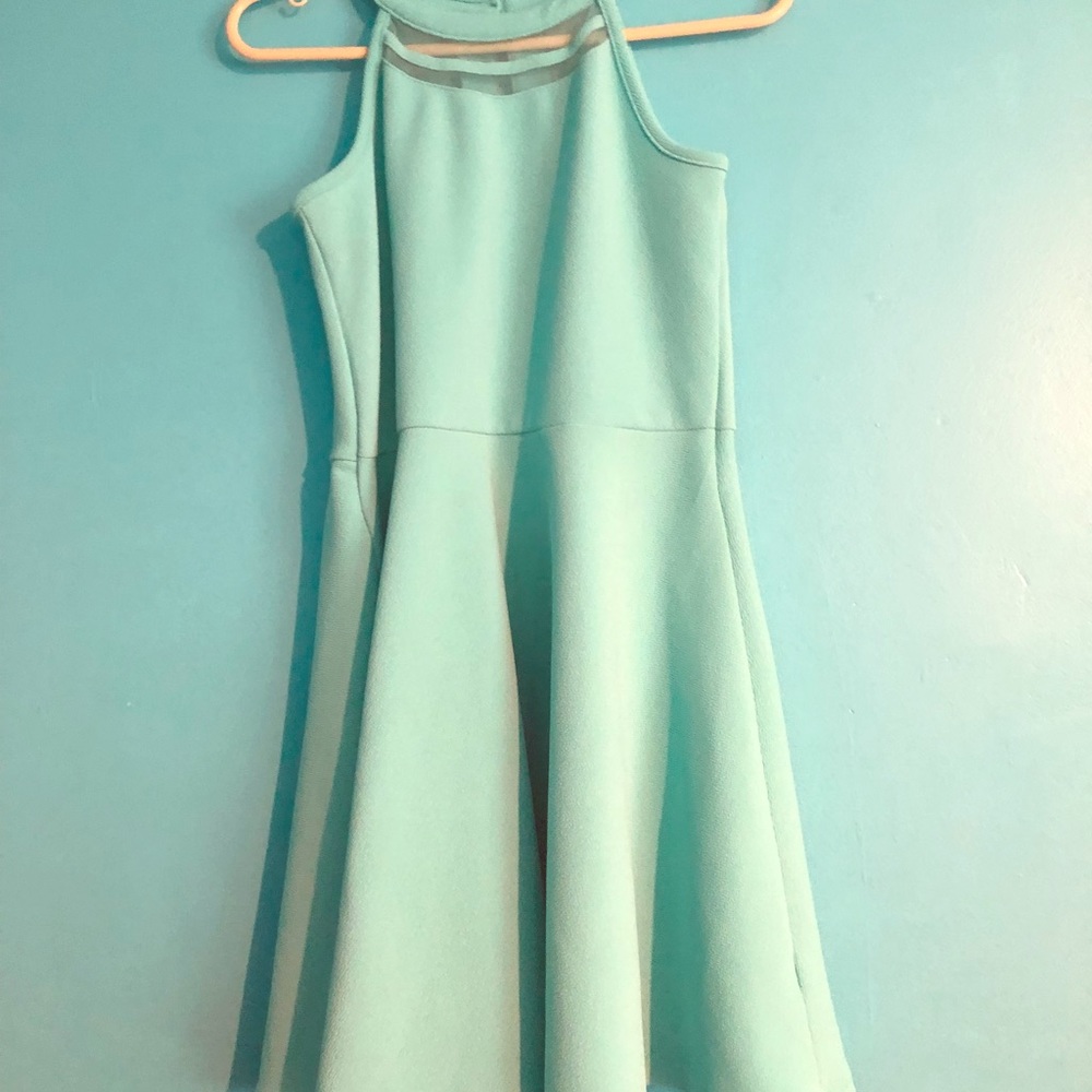 Simple Turquoise Mini Skater Dress